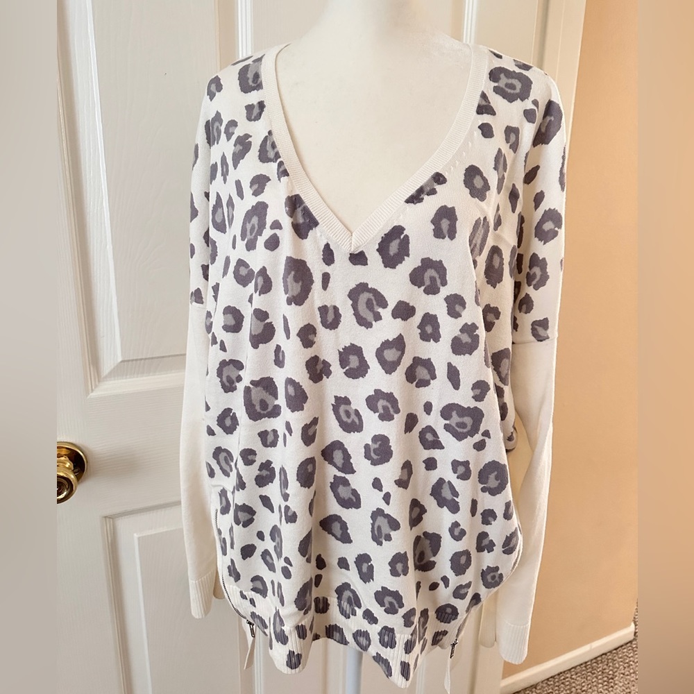 Express cream animal print sweater
